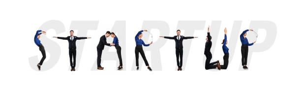 istock Group of people forming startup word at studio 1227308995