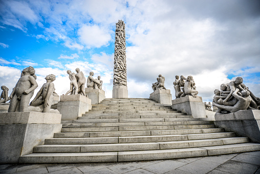 24th of September, 2015. The steps leading to Vigeland monolith in Frogner park, Norway.