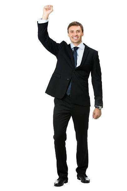 istock Happy gesturing young smiling businessman, isolated 122731034
