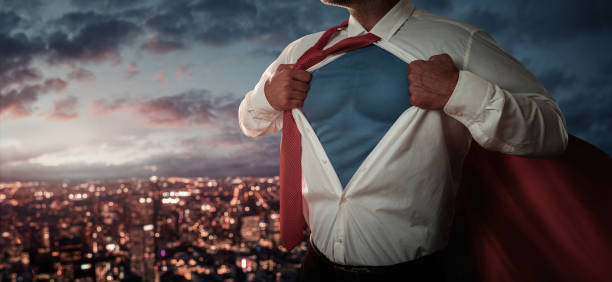 istock Young businessman acting like a superhero 1227312248