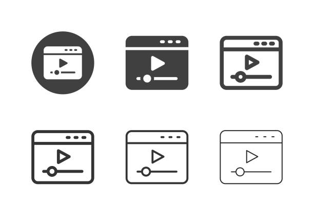 video web player icons - multi-serie - video voip stock-grafiken, -clipart, -cartoons und -symbole