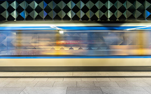 A train leaving platform in Munich underground, Germany