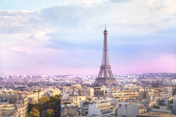 View of Eiffel tower and Paris.