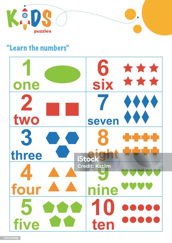 Learning Numbers Worksheet Math Worksheet Stock Illustration - Download ...