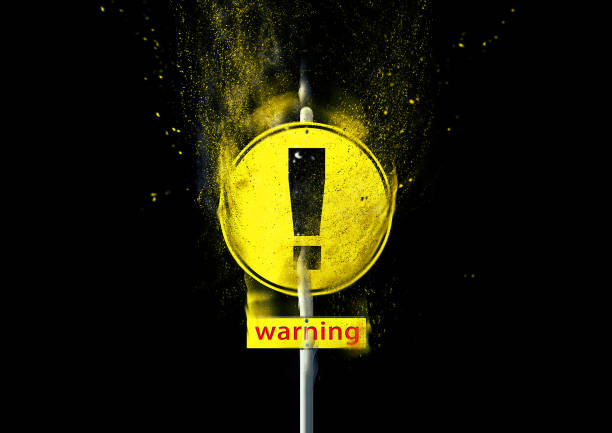 istock 3D illustration of black background with abstract exploding danger signs 1227316843