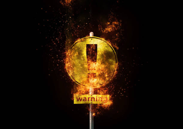 istock 3D illustration of black background with abstract exploding danger signs 1227316857