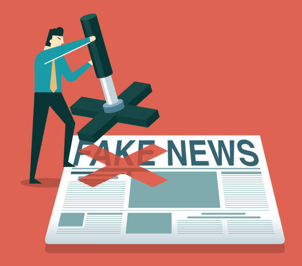 ilustrações de stock, clip art, desenhos animados e ícones de stop - fake news - businessman - tabloid newspaper rolled up journalist