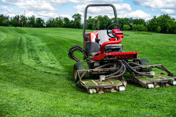 istock Lawn mower on a green golf course 1227318072