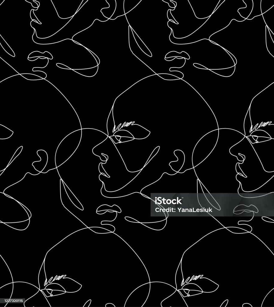 One Line Seamless Pattern Continuous Line Drawing Background Stock ...