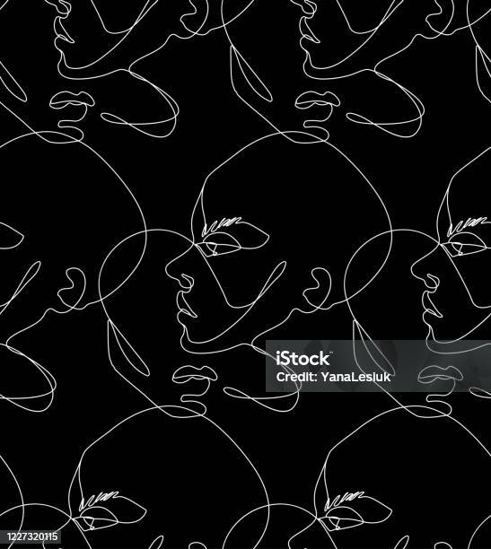 One Line Seamless Pattern Continuous Line Drawing Background Stock ...