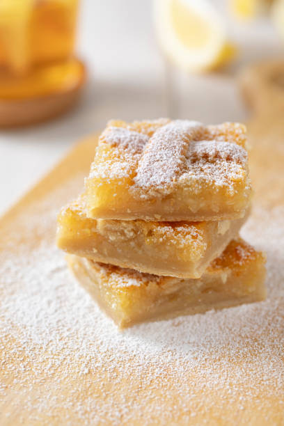 istock Three pieces of homemade shortbread lemon pie sprinkled with powdered sugar. 1227320605