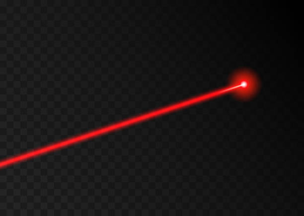 Laser beam red light. Vector laser beam line ray glow effect energy vector art illustration