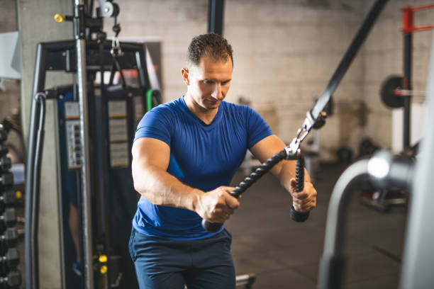 istock Sports man doing exercise for triceps 1227322589