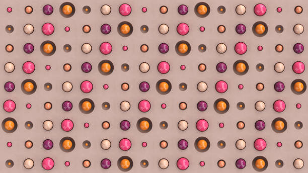 Colorful balls fading and morphing. Abstract illustration, 3d render.