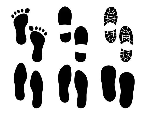 Vector illustration of Footprint silhouette illustration / vector