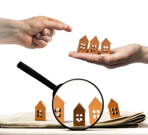 concept of rent, search, purchase real estate. - house human hand choice real estate imagens e fotografias de stock