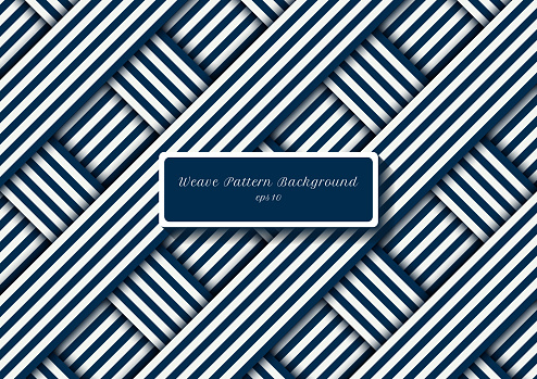 Abstract blue and white diagonal stripes lines weave pattern. Vector illustration