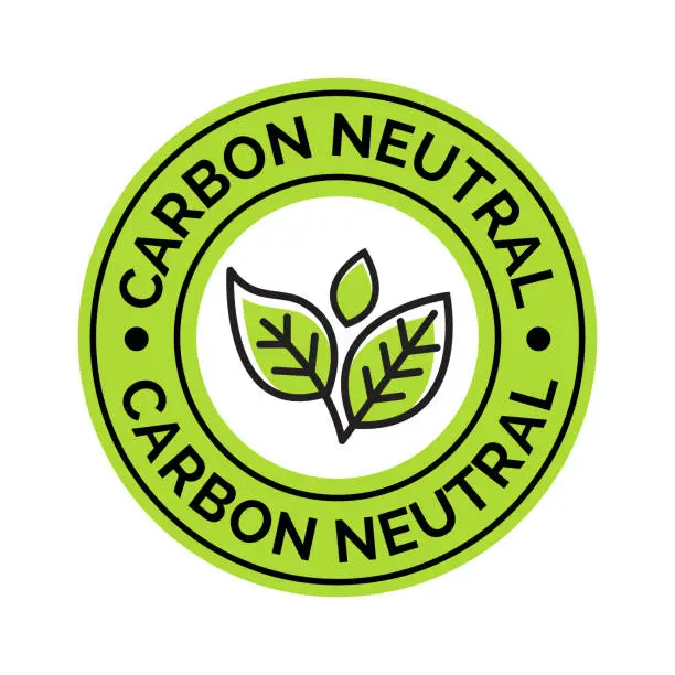 Vector illustration of Carbon neutral icon stamp. CO2 energy monoxide carbon ecology background label concept