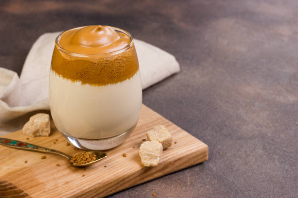 istock Dalgona frothy coffee trend korean drink on a desk 1227333395