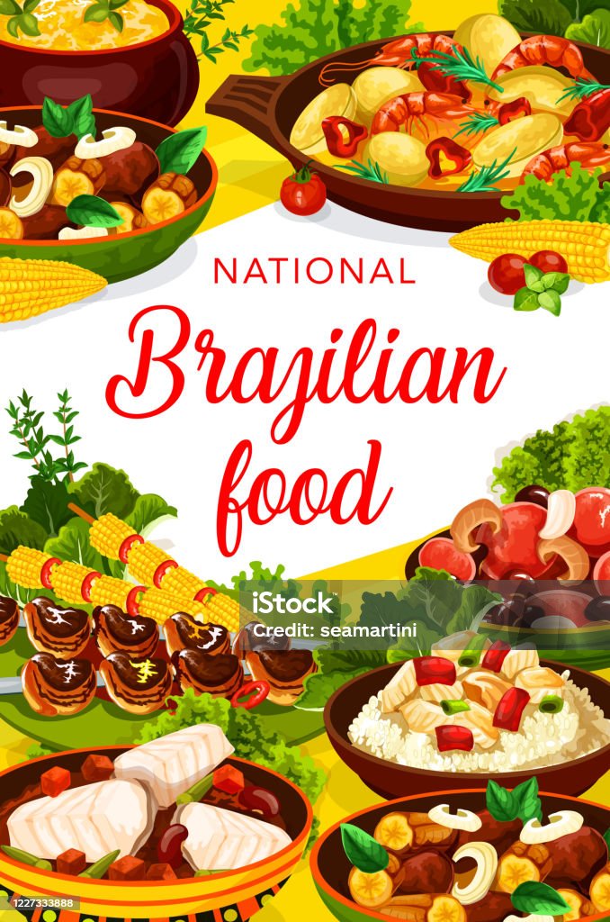 Udvidelse dominere dynasti Brasiliansk Mat Traditionella Menyrätter-vektorgrafik och fler bilder på  Brasilien - Brasilien, Böna, Grillspett - iStock