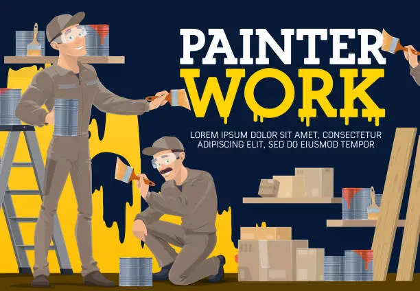 Vector illustration of Painters at work, construction industry