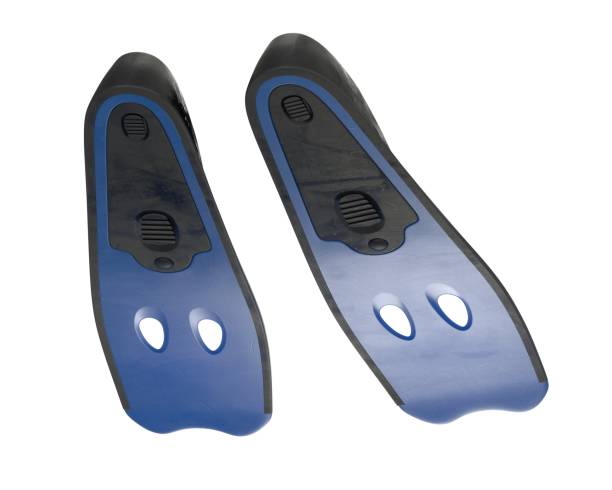 istock 3D render of blue diver flippers isolated on white 1227335244