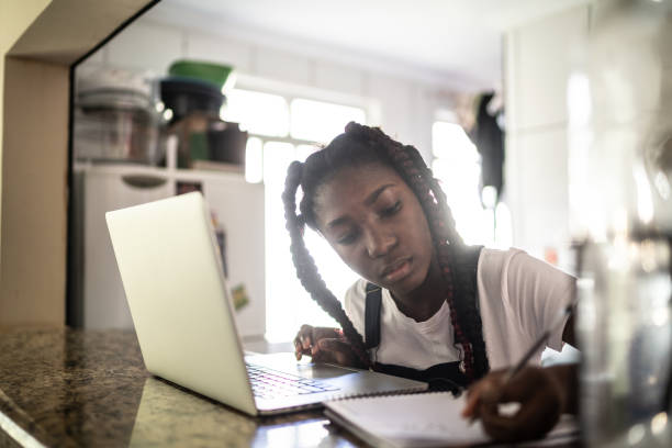 istock Teenager doing school homework at home 1227336320