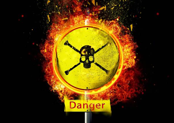 istock 3D illustration of a violently burning danger sign 1227336629