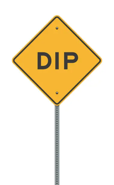 Vector illustration of Dip Yellow Diamond road sign