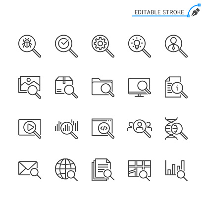Search line icons. Editable stroke. Pixel perfect.