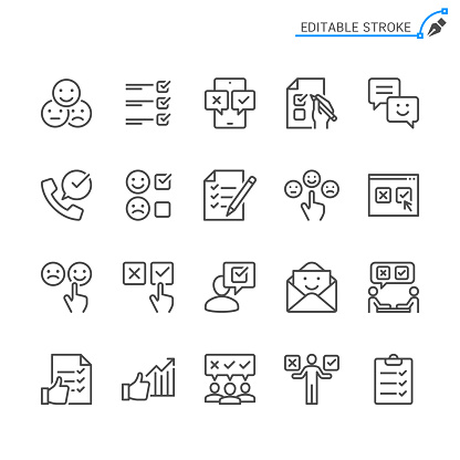 Survey line icons. Editable stroke. Pixel perfect.