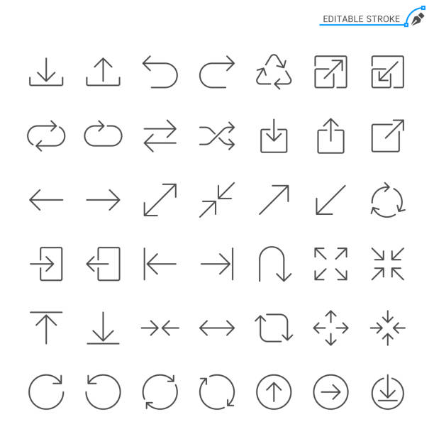 ikon garis panah. stroke yang bisa diedit. piksel sempurna. - panah belakang ilustrasi stok