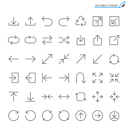 Arrow line icons. Editable stroke. Pixel perfect.