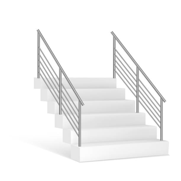 istock Stairs and stainless steel railing. Vector illustrstion 1227353886