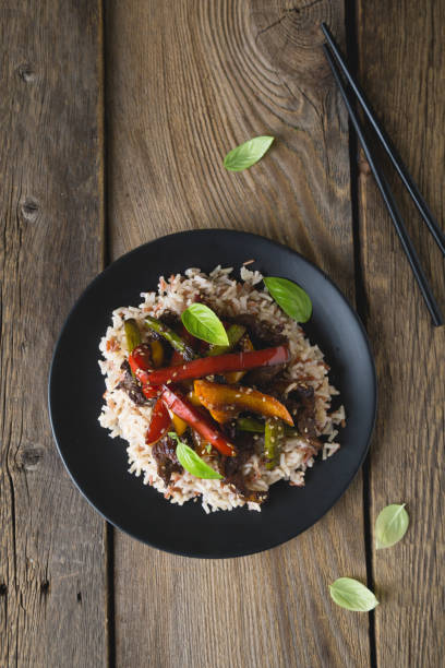 istock rice with beef and fried vegetables in soy sauce 1227354182