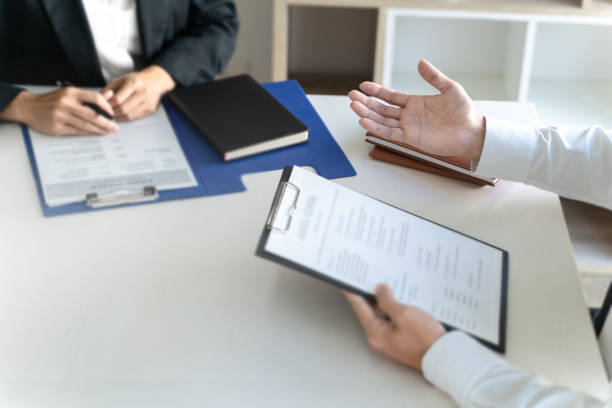 istock Recruiter with candidate in job interview. 1227355109
