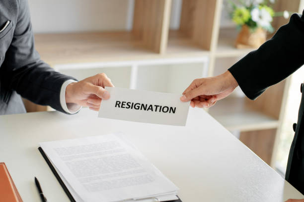 istock Man with resignation letter for quit a job. 1227355136