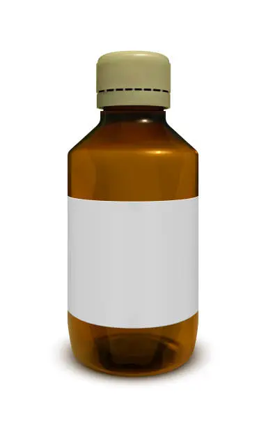 Vector illustration of Medicine bottle of brown glass isolated on white background