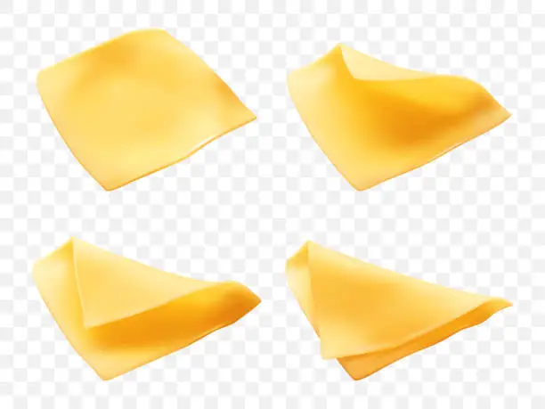 Vector illustration of Slices of cheese. Realistic vector illustration