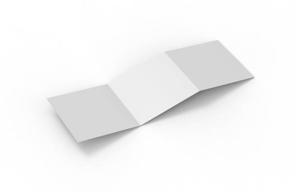 istock Blank white empty square tri fold catalogue, brochure, flyer. Mock up and template design on isolated white background, 3d illustration 1227355735