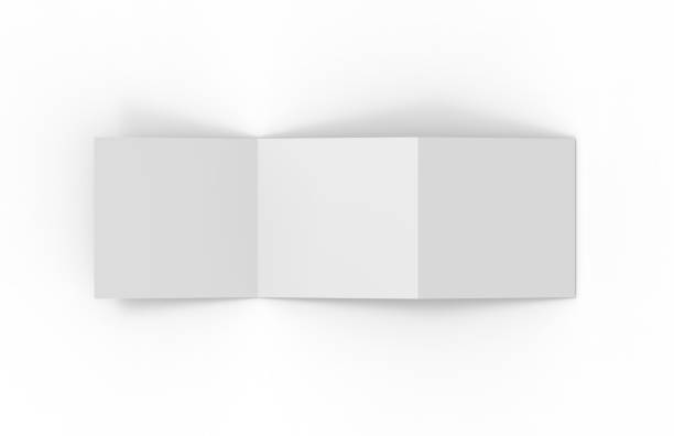 istock Blank white empty square tri fold catalogue, brochure, flyer. Mock up and template design on isolated white background, 3d illustration 1227355750