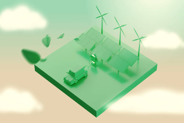 istock 3D Rendering Electric car charger plug Growing from plants. Green Energy concept. 1227357968