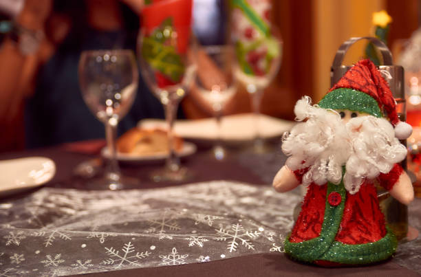 istock Red Santa doll decorating Christmas table 1227365624