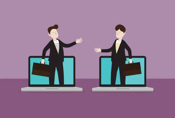 Vector illustration of Business people meeting by video conference