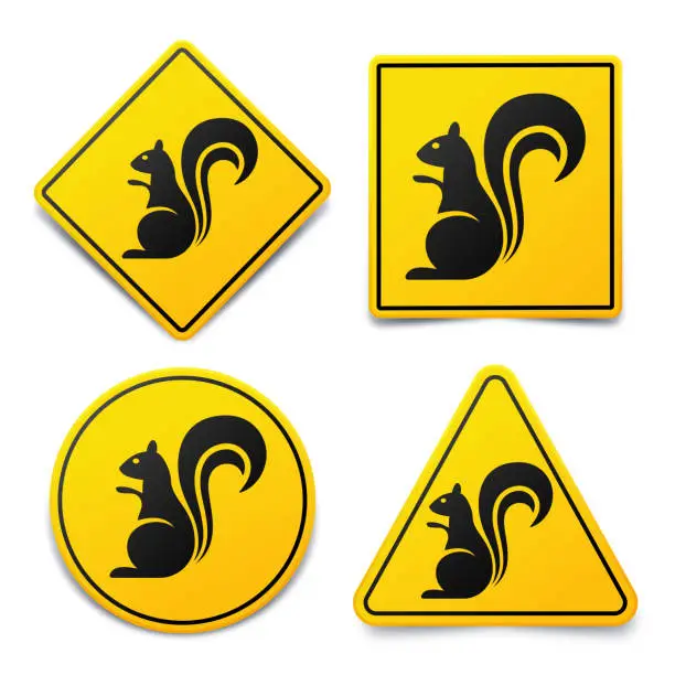 Vector illustration of Warning Squirrel Wildlife Signs