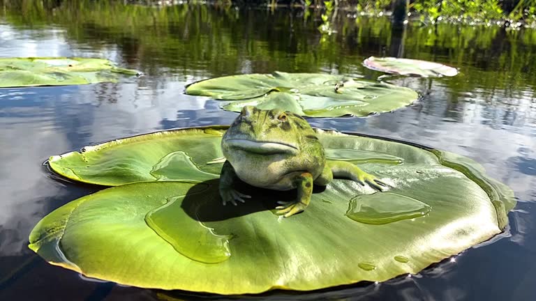 idyllic frog on a lilly pad