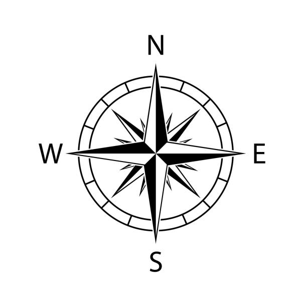 illustrations, cliparts, dessins animés et icônes de carte de vent d’icône de boussole nord-ouest vecteur - drawing compass compass rose direction sea