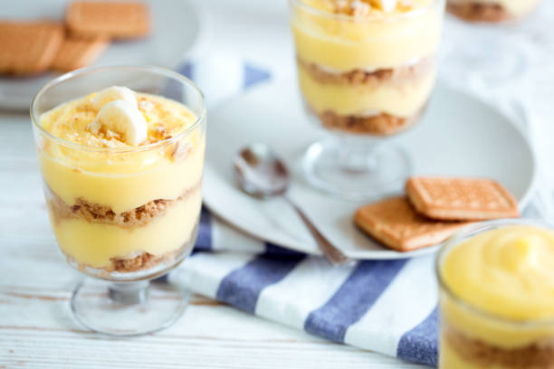 istock banana pudding for breakfast in glasses