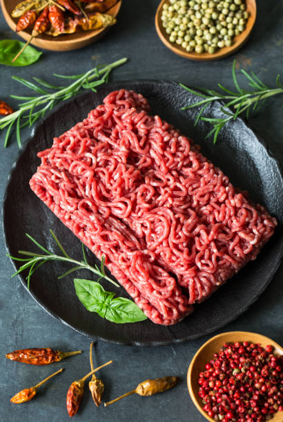 istock Fresh minced meat with spices 1227368476