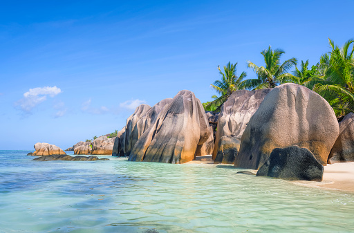 Seychelles is the most beautiful tropical islands of the world's in the Indian Ocean. The Anse Source d'Argent is a dream beach as it is in the book and the breathtaking scenery a highlight. The mix of shallow, turquoise blue sea, white sandy beach and impressive granite cliffs make it one of the most photogenic beaches in the Seychelles. La Digue is the third most populated island of the Seychelles, and fifth largest by land area, lying east of Praslin and west of Felicite Island. In terms of size it is the fourth largest granitic island of Seychelles after Mahé, Praslin and Silhouette Island.